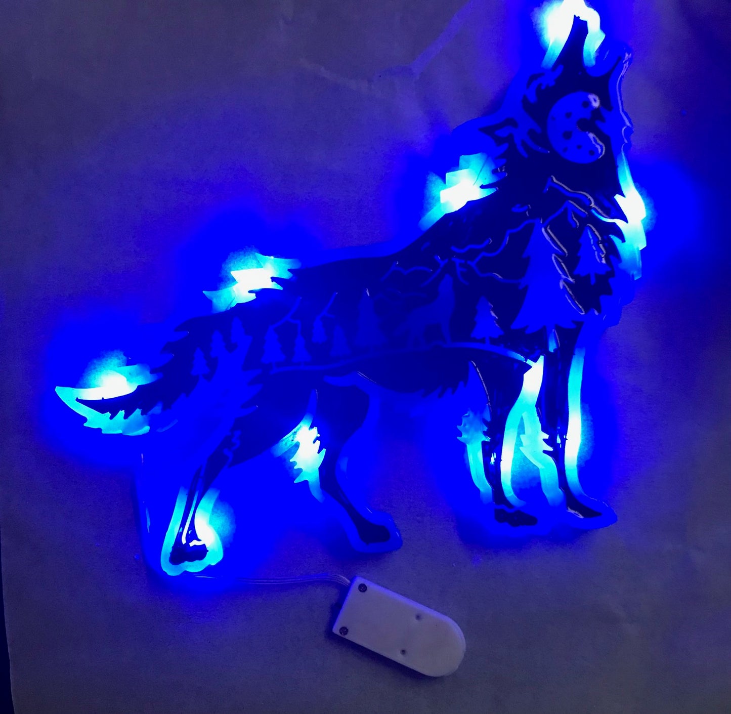 Large Wolf decoration with fairy lights