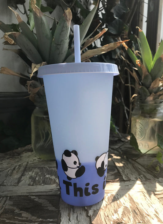 PANDAS 24 oz color changing cold cup