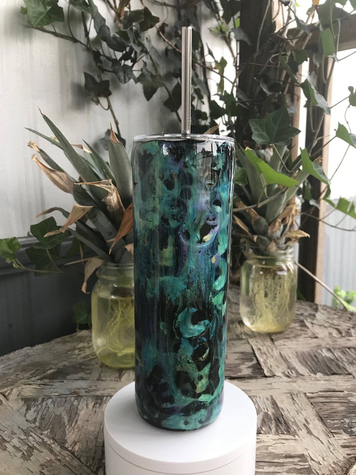 MULTICOLORED MICAS on 20 oz stainless steel tumbler