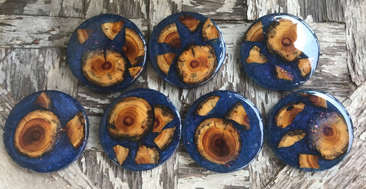 BLUE Resin & wood coasters