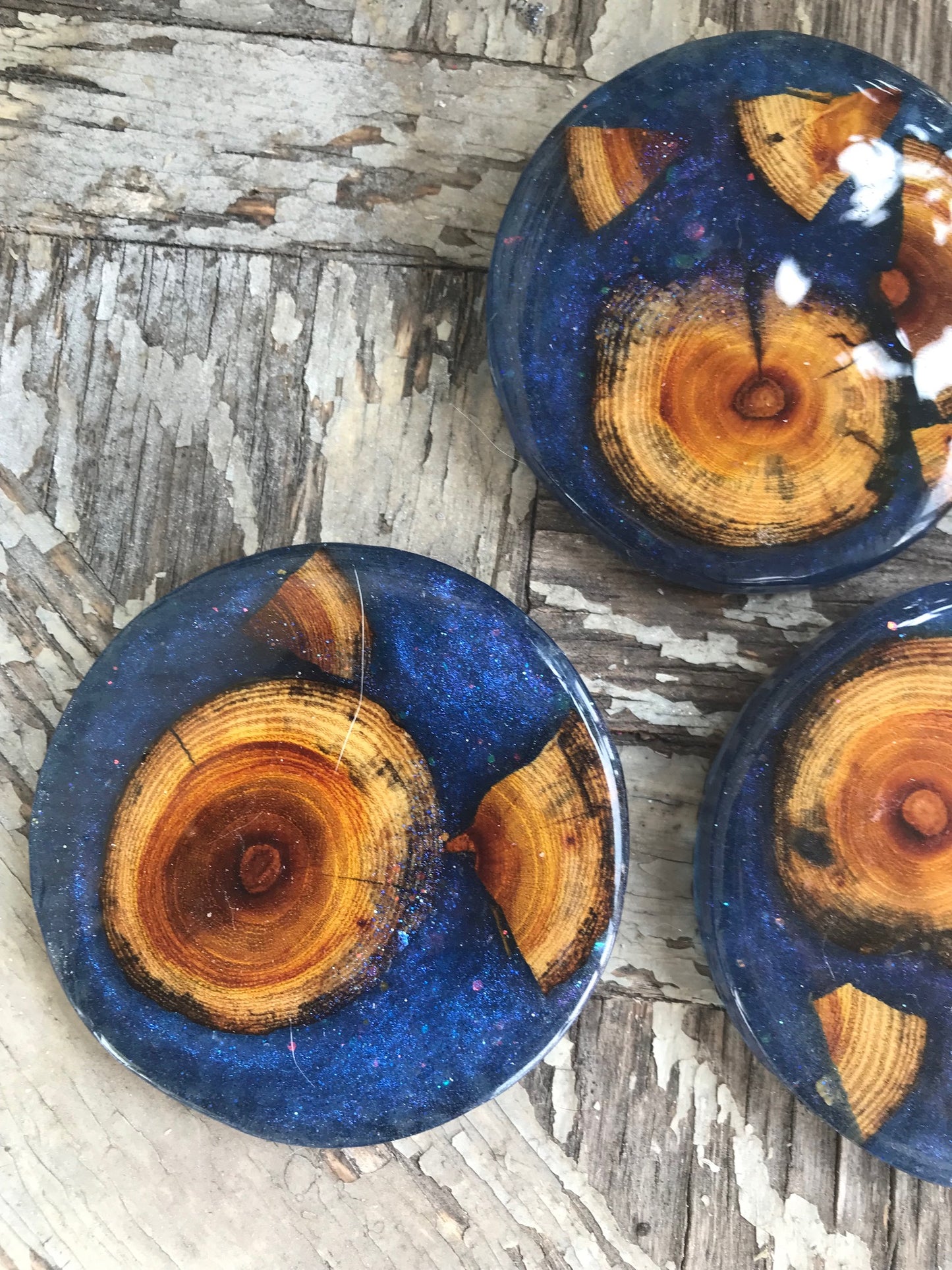 BLUE Resin & wood coasters