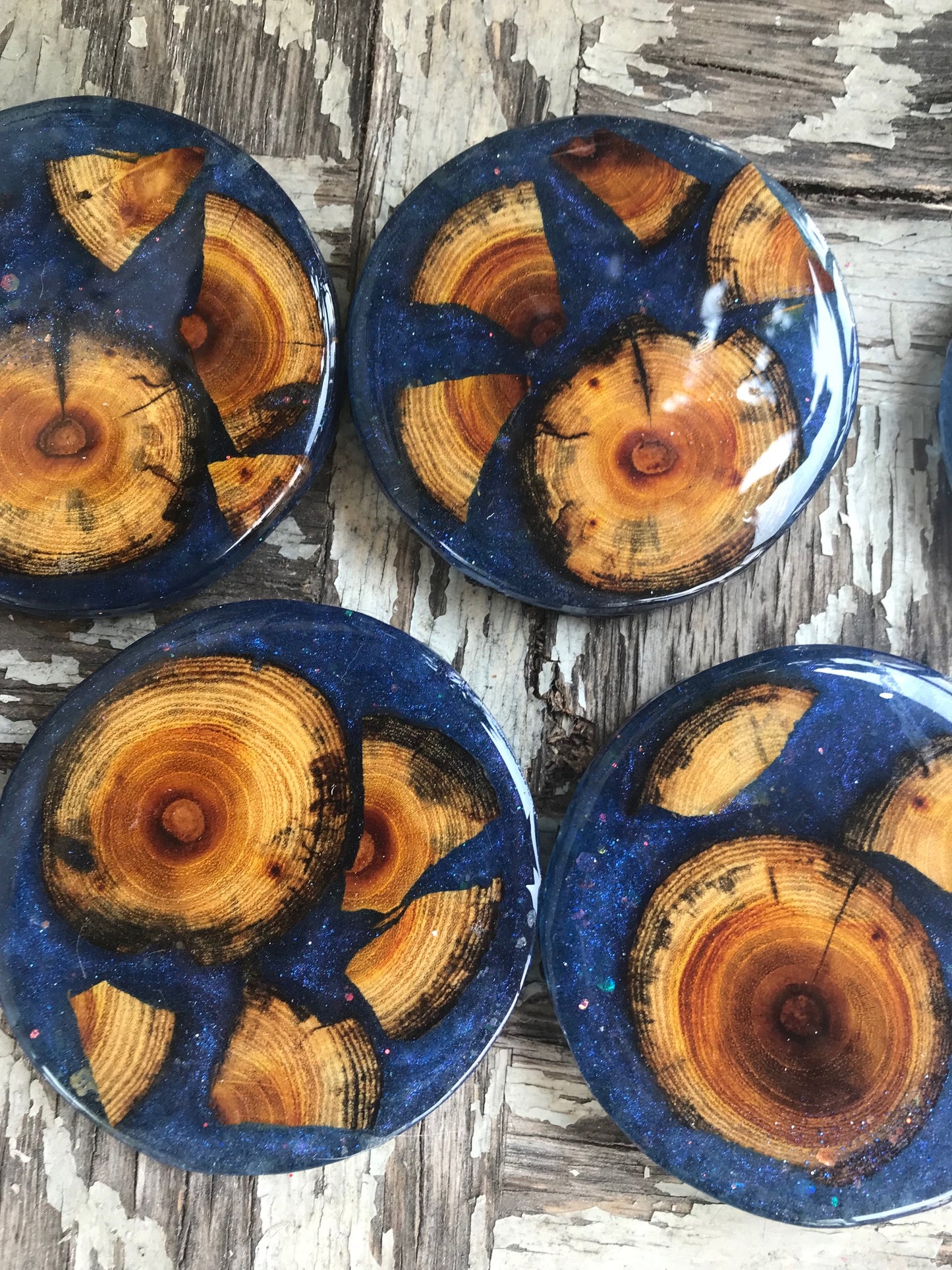 BLUE Resin & wood coasters