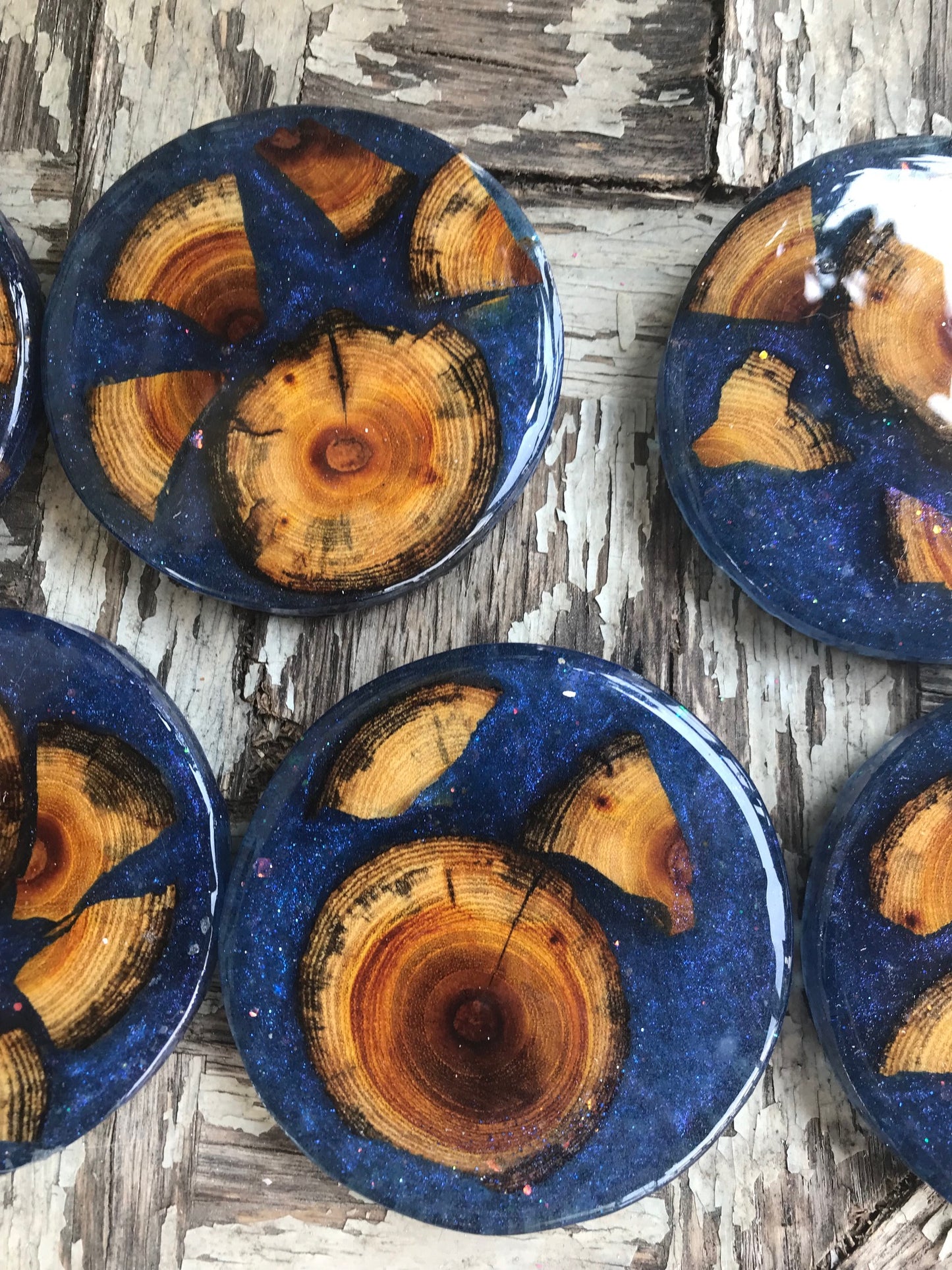 BLUE Resin & wood coasters