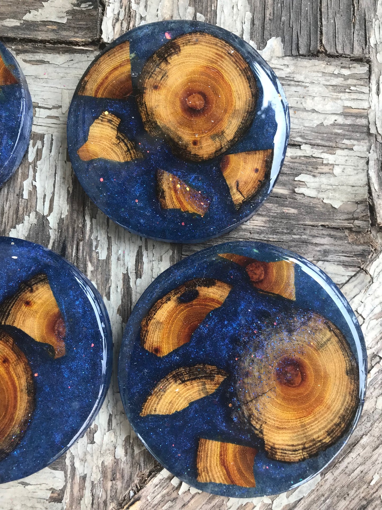 BLUE Resin & wood coasters