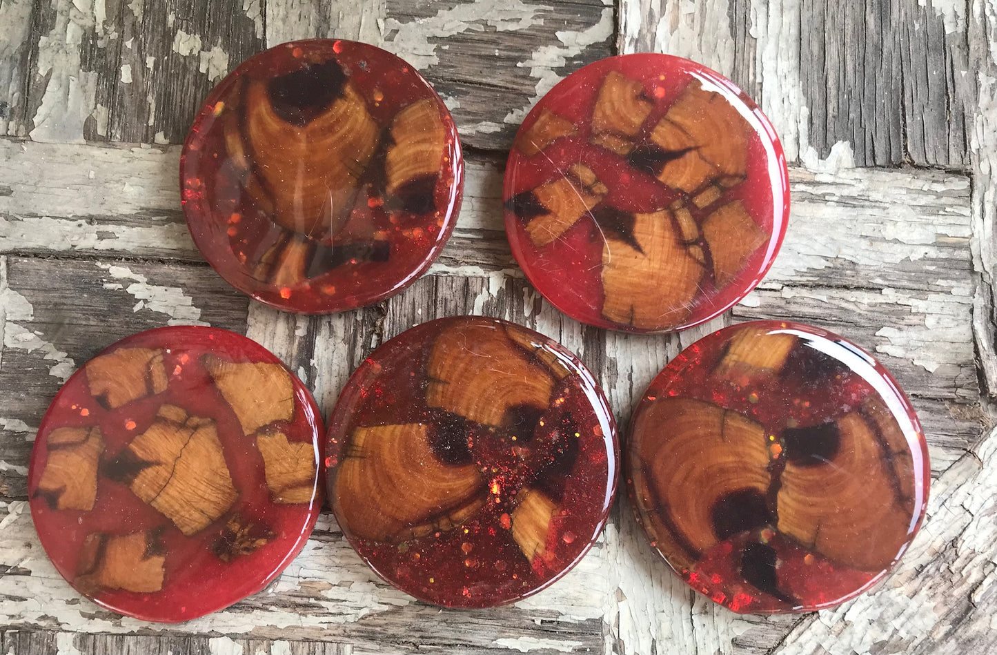 RED Resin & wood coasters