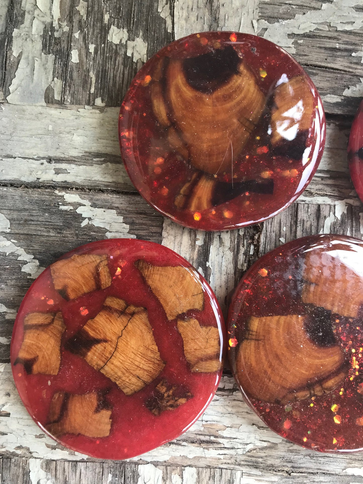 RED Resin & wood coasters