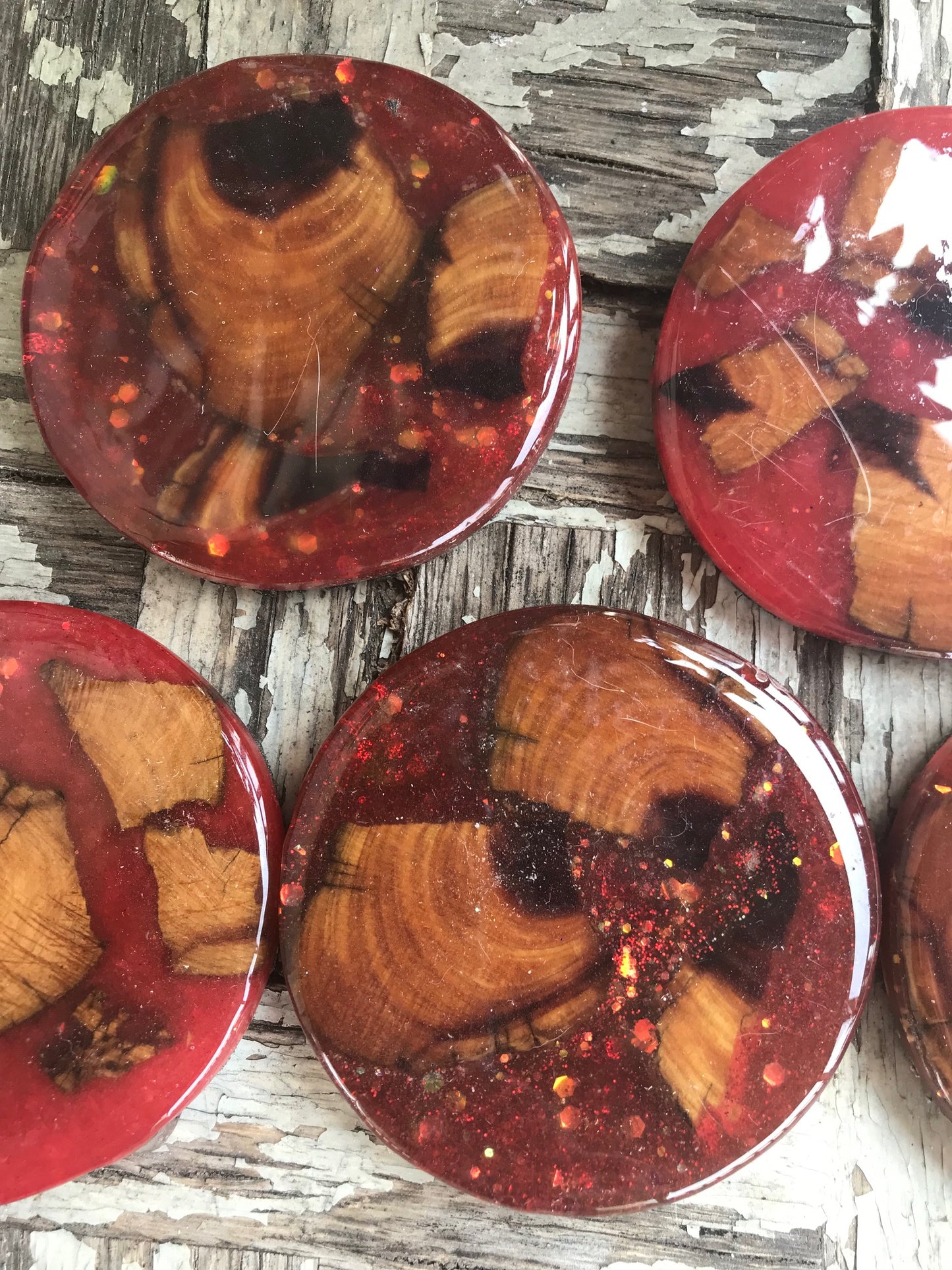 RED Resin & wood coasters