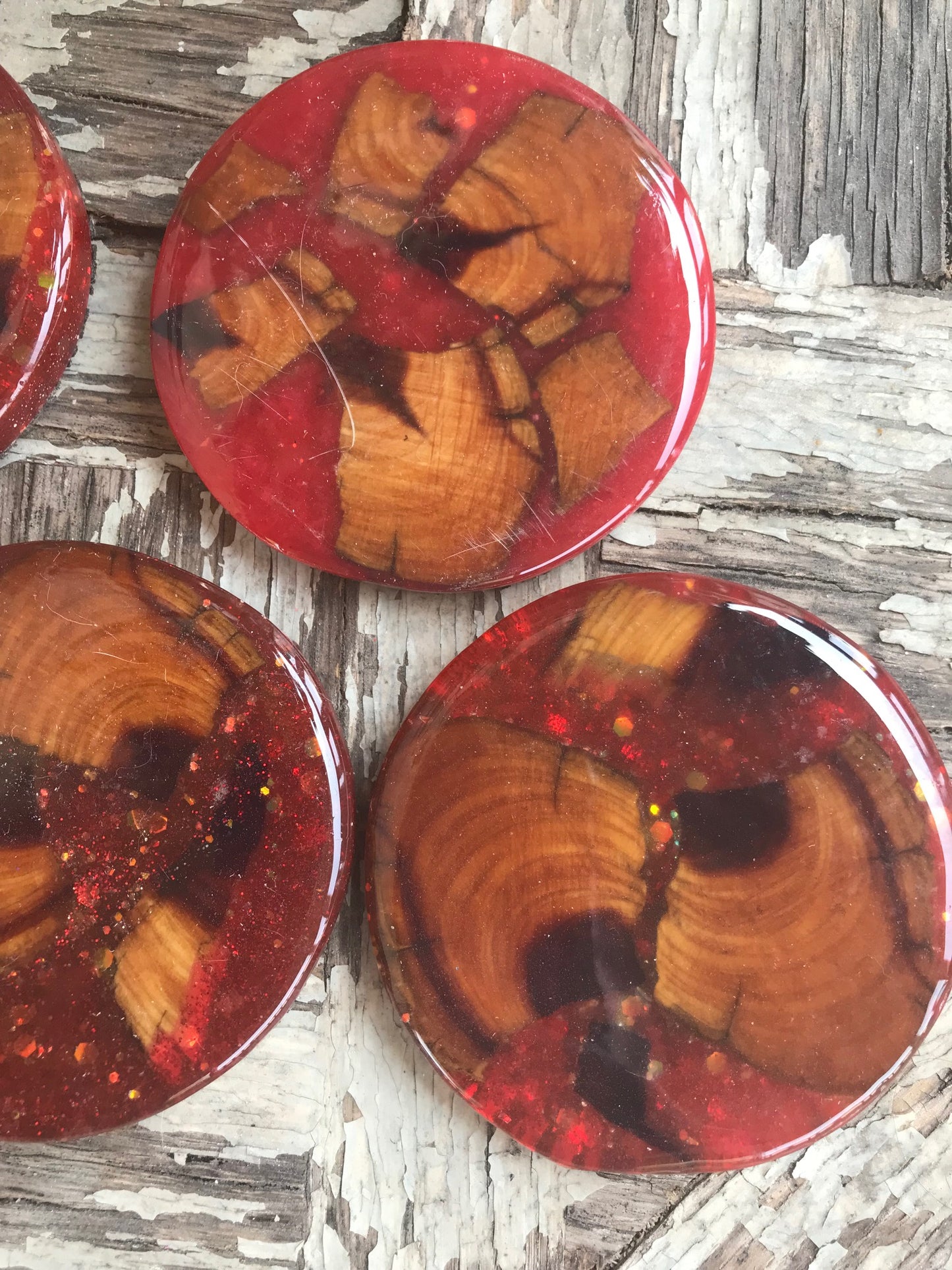 RED Resin & wood coasters