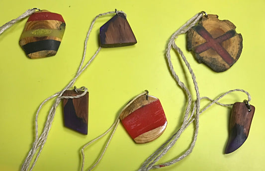 Resin & wood pendants